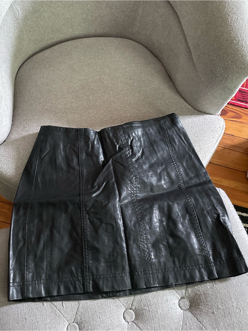Free People Sz 6 Leather A-Line Mini Skirt